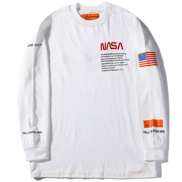 

Мужская с длинным рукавом уличная футболка Heron Preston NASA свитер с капюшоном с флагом