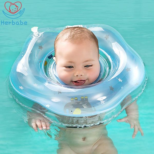 

herbabe baby neck float inflatable circle ring handle infant kids swimming pool accessories newborn pvc swim neck ring for beach