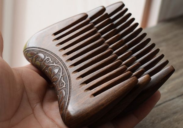 Pocket Wooden Comb Natural Gold Sandalwood Super Wide Tooth Wood