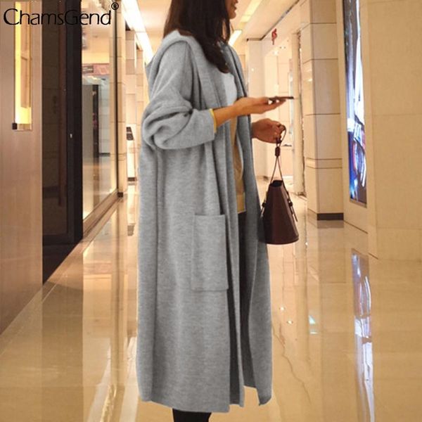 

women's jackets chamsgend 2021 autumn long sleeve hooded cardigan coats women casual pocket outwear female knitted mujer abrigos #4, Black;brown