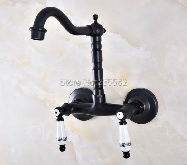 

kitchen bathroom bathtub faucet wall mount oil rubbed black bronze basin sink faucet mixer tap lnf833