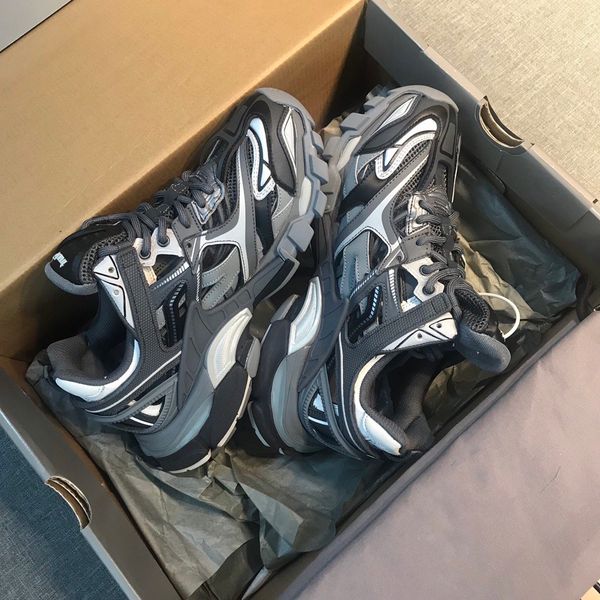 

track.2 in grey and black mesh and nylon designer track.2 trainers sneakers luxury men shoe women espadrilles triples casual shoes