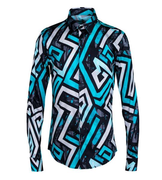 

men luxury allover printing long sleeve mens dress plus size 4xl 100% cotton fashion casual shirts man, White;black