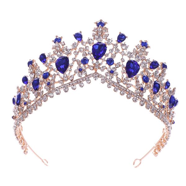 

european style big crown headwear bride wedding tiara bridal makeup headdress princess baroque crown wedding hair accessories, Golden;white