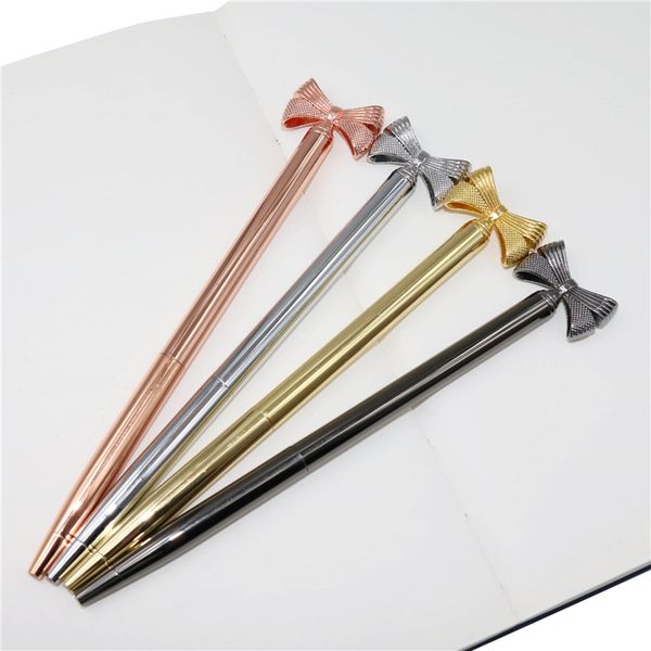 

1 pcs creative cute bow metal ballpoint pen fashion girl stationery supplies school student stationery supplies supply, Blue;orange