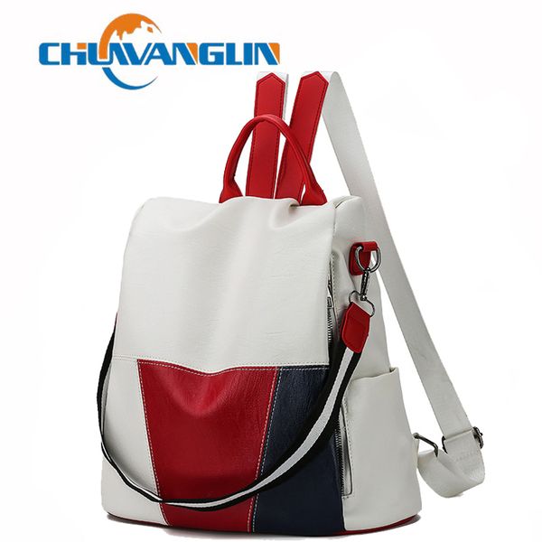 

chuwanglin anti-theft women leather backpack female school shoulder bags travel ladies bagpack mochilas feminina sac g601201