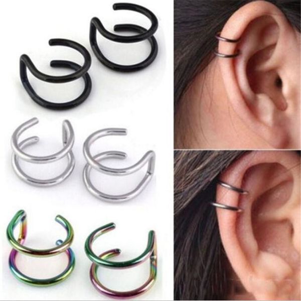 

hfarich personality punk no piercing statement earrings hollow u shaped ear clip street jewelry 2019, Silver