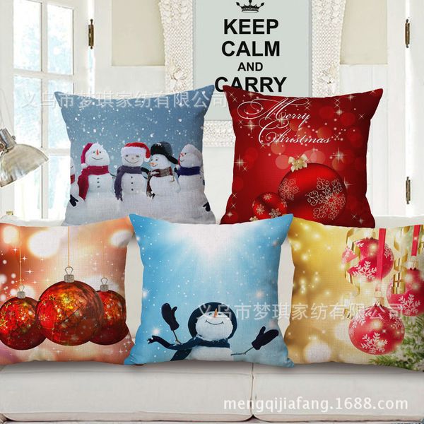 

christmas snowman embrace pillow case new year festival cushion cotton office back cushion