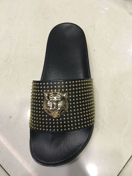 

men casual slide slippers mens beach rubber sandals male slip-on slipper summer striped sandal outdoor leather shoes slippers