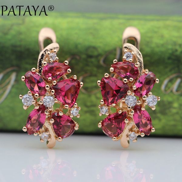 

pataya 828 promotion new blue water drop earrings women fashion exclusive design jewelry 585 rose gold natural zircon earrings, Silver