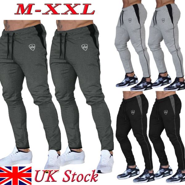 

mens slim fit tracksuit sport gym skinny jogging joggers sweat pants trousers, Black;blue