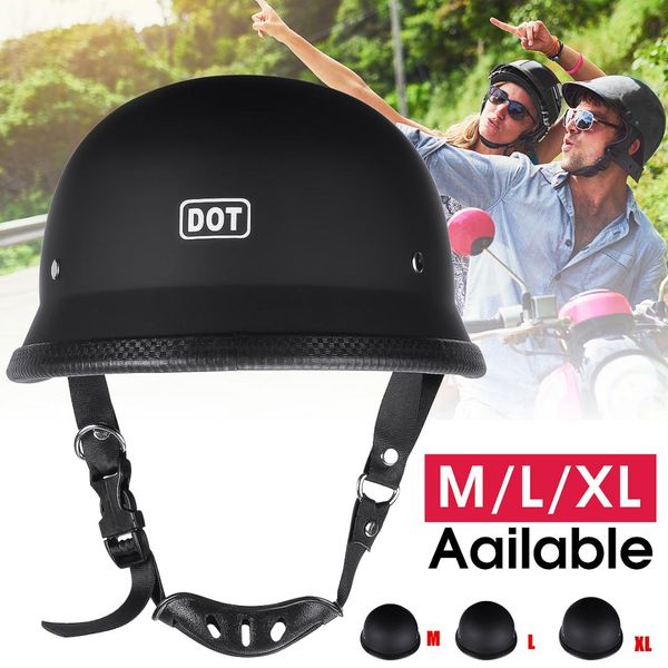 

m/l/xl dot motorcycle german style half face helmet motocross bike matte black with adjustable d-ring and chin strap