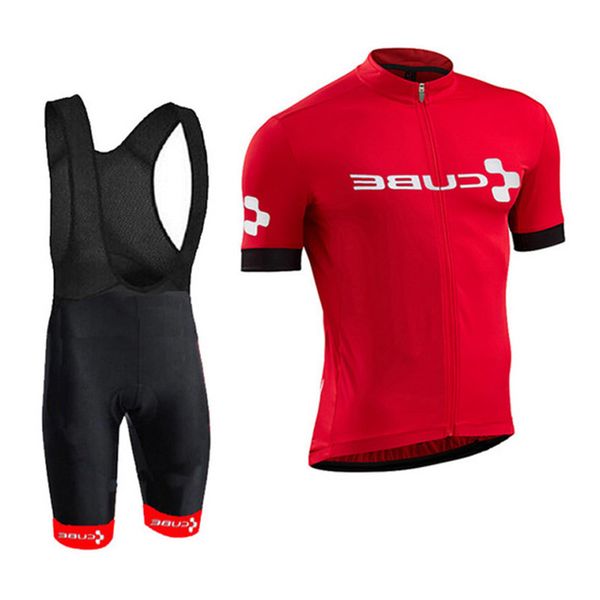 

new pro team cube cycling jersey ropa ciclismo summer quick-dry sports jersey short sleeve bib shorts cycling clothing m0102, Black;red