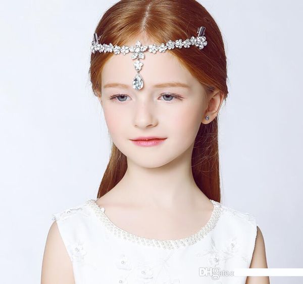 

очистить кристалл принцесса лоб цепь между бровями ободки зонных волос детей аксессуары для волос свадебные дети ювелирные +2017, Slivery;golden