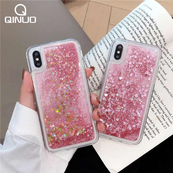 

love heart liquid quicksand телефон чехол для iphone 11 pro max x xr xs max 6 6s 7 8 plus 5 se bling блеск сияющий блестки обложка
