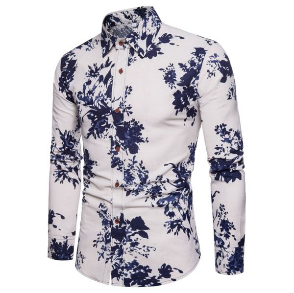 

2020 mens spring daily shirts floral printed single breasted male lapel neck panelled casual tees, White;black