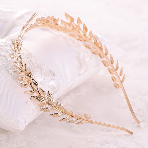 

leaf crown bride headband leaves luxury gold bridal wedding headwear fashion vintage princess baroque style headdress tiara gift, Golden;white