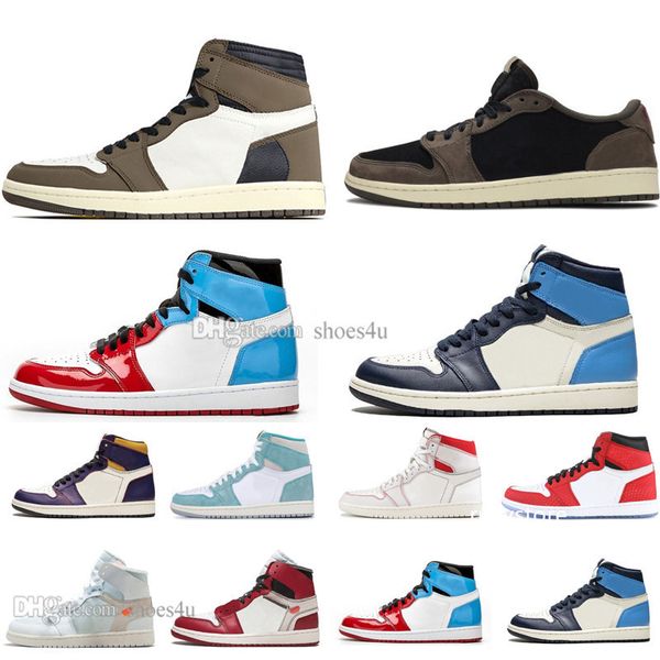 

1 high travis scotts low fearless obsidian mens basketball shoes spiderman unc lakers banned bred toe men sport designer sneakers
