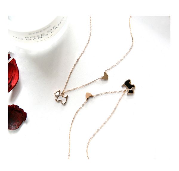 

fashion-korean version of 18k plated rose gold necklace necklace girl titanium steel color gold chain dog pendant clavicle chain not fade, Silver