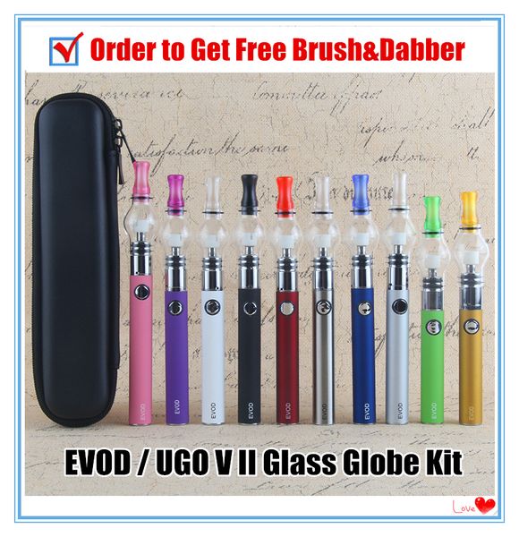 MOQ 1Pcs globo de vidro Dab kit de caneta vape EVOD ervas Vaporizador de óleo de cera kits iniciais de ervas secas