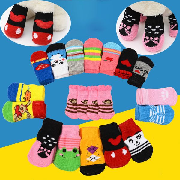 

pet dog cat warm socks for winter cute puppy dogs soft cotton anti-slip knit weave sock skid bottom dog cat socks clothes an2879