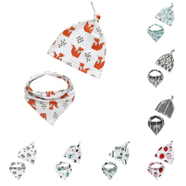 

8 color baby bib newborn hat girl boy in 2pc 2017 infant pointed beanie cotton triangle burp cloth aliva towel toddler baby hat xy205