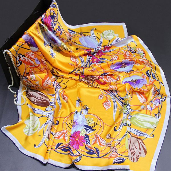 

beautiful hua teng winding series true silk fibroin crepe satin big square scarf scarf shawl female shiduo function silk silk scarf, Blue;gray