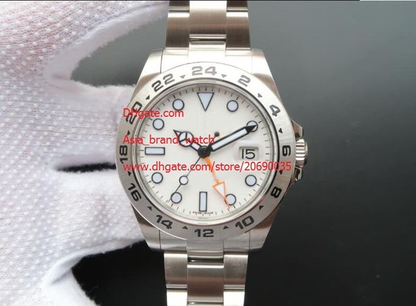 

mechanical full steel auto date watch men 42mm white dial ii lock great watches men's gmt sport 216570 business wristwatches, Slivery;brown