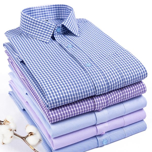 

autumn new business casual men's shirt long sleeve slim check youth no iron stripe shirt men's cotton n5210, White;black