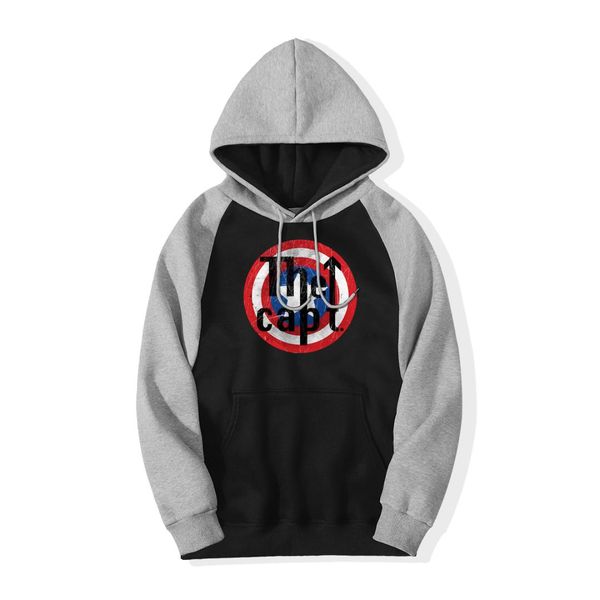 

реглан толстовка мужчины капитан американский марвел толстовка толстовки капитан пуловер уличная осень флис спортивный костюм, Black