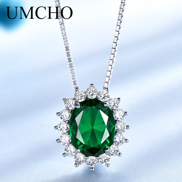 

umcho classic princess diana necklaces pendants 925 sterling silver jewelry created emerald necklace for women gift with chain