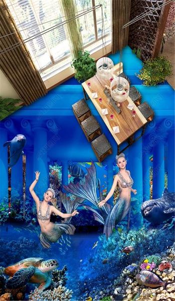 

пользовательские фото обои 3d подводный дворец русалка римская колонна 3d гостиная ванная комната напольная плитка фреска обои