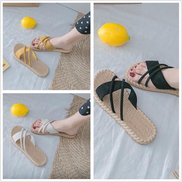 

3 colors women non-slip bohemia outdoor slippers shoes ladies flats flip flops for summer beach holiday party daily wearing, Black