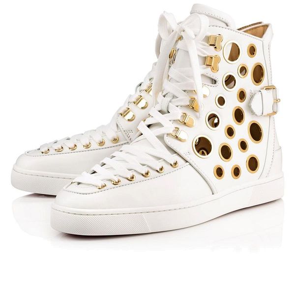 

designer brand red bottom studded spikes flats shoes for men women black white blue party lovers genuine leather casual sneakers c01