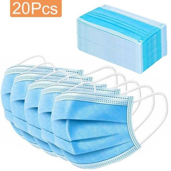 

20pc/lot disposable face mask 3 layers dustproof mask non-woven facial protective cover masks anti-dust mouth mask