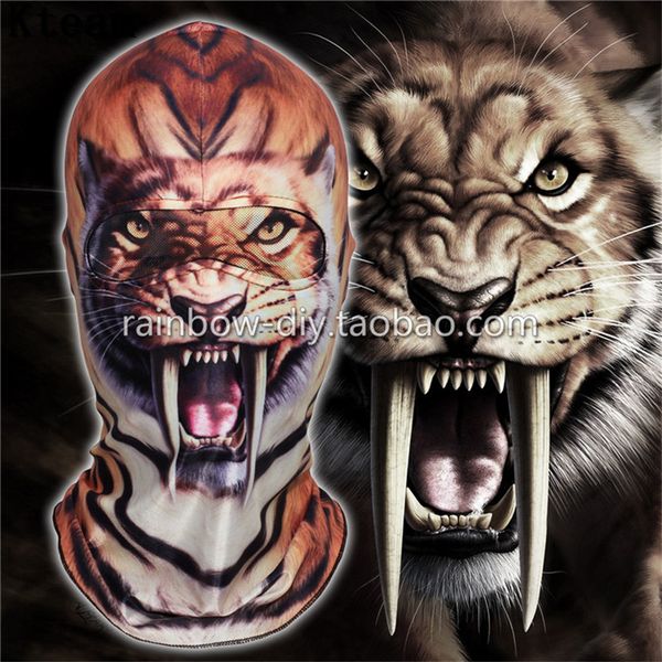 

newhalloween party mask scary tiger headgear mask cosplay digital print novelty headgear cotton men women cosplay face mask