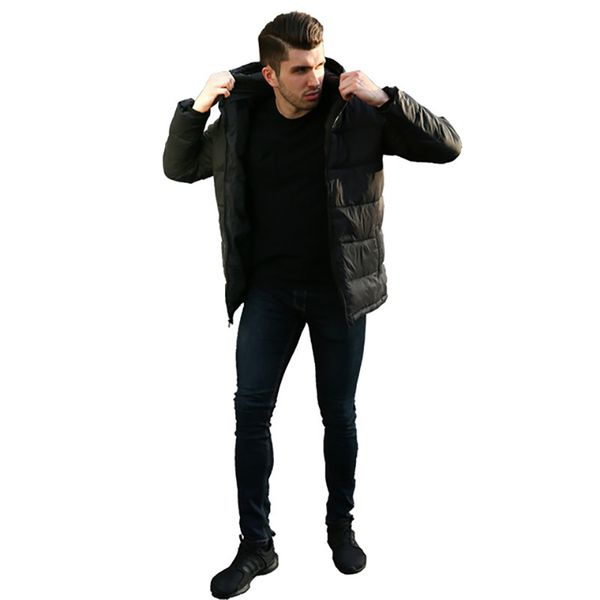 

fashion winter coat men cotton clothing plus velvet thin section men's down coat long sleeve men clothes 2019 parka new sale, Tan;black