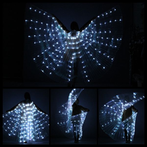 

women belly dance lamp props open 360 degrees led shining wings girls wings angle of opening dancer props stick, Black;red