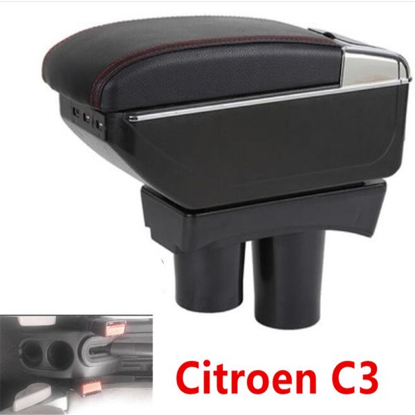 

for c3 armrest box usb charging heighten double layer central store content cup holder ashtray accessories