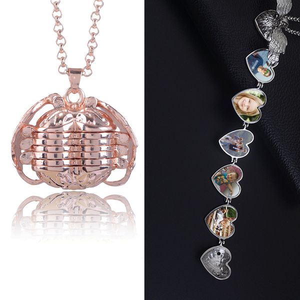 

magic p pendant memory floating locket necklace plated angel wings heart box fashion box necklace, Silver