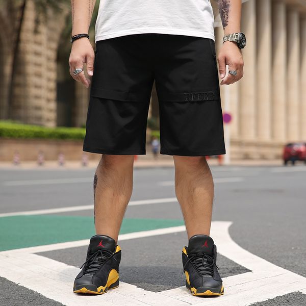 

8xl fat large size solid color men's summer loose breathable casual beach shorts, White;black