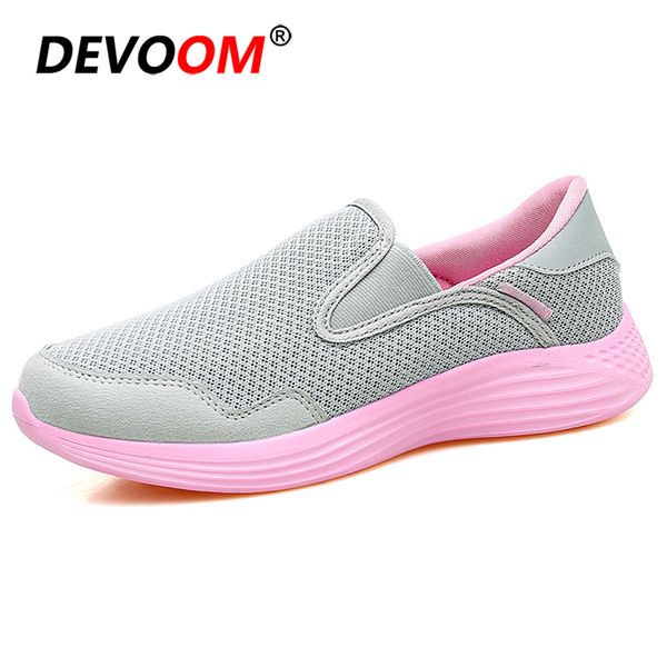 

spring summer new medium and old age women antiskid sports shoes soft walking shoes slip on mesh sneakers woman footwear