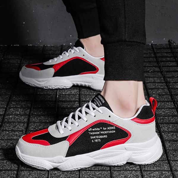 

m- spring's latest brand designer men's shoes fashion trend casual thick-soled youth student comfortable wild men's shoes, Black