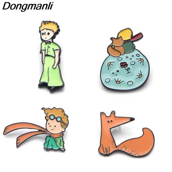 

le petit prince fairy tale cartoon cute metal enamel pins and brooches for lapel pin backpack bags badge collection gifts 1pcs, Gray