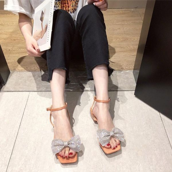 

sweet bow crystal heel sandals women shoes summer pvc transparent ankle buckle sandals women pink orange open toe low heels, Black