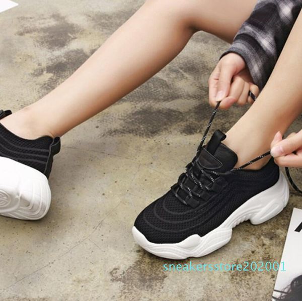 

spring 2019 fashion women wear new shoes, tights, sports platform sweating women sports shoes s01, Black