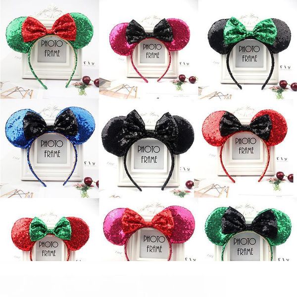 

halloween and christmas decorations very good quality sequins headbands lovely big bow headband for kids adults party hair jewelry 53 styles, Silver