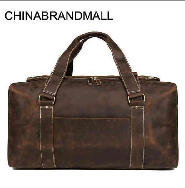 

new style genuine leather solid travel duffle for men high quality