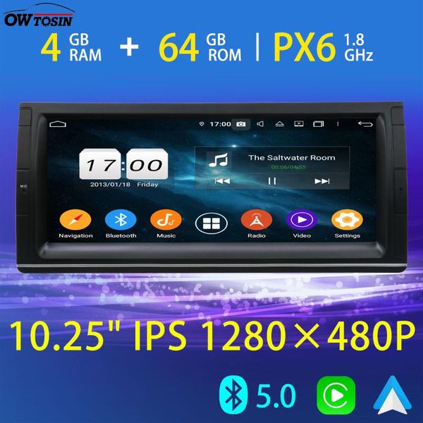 

10.25'' ips 1280*480p android car multimedia player for 5 series e39 x5 e53 m5 gps navi bluetooth 5.0 tethering 4g lte radio car d