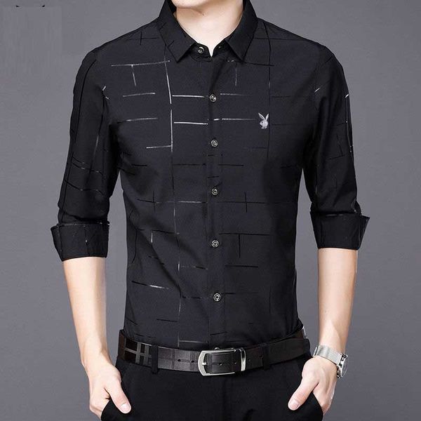 

spring and autumn 2019 men's new thin long sleeve shirt for men korean trend male casual shirt business printed black white, White;black